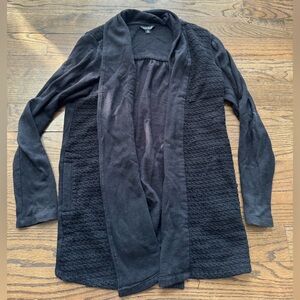 Lucky Brand Black Textured Open Front Cardigan Medium